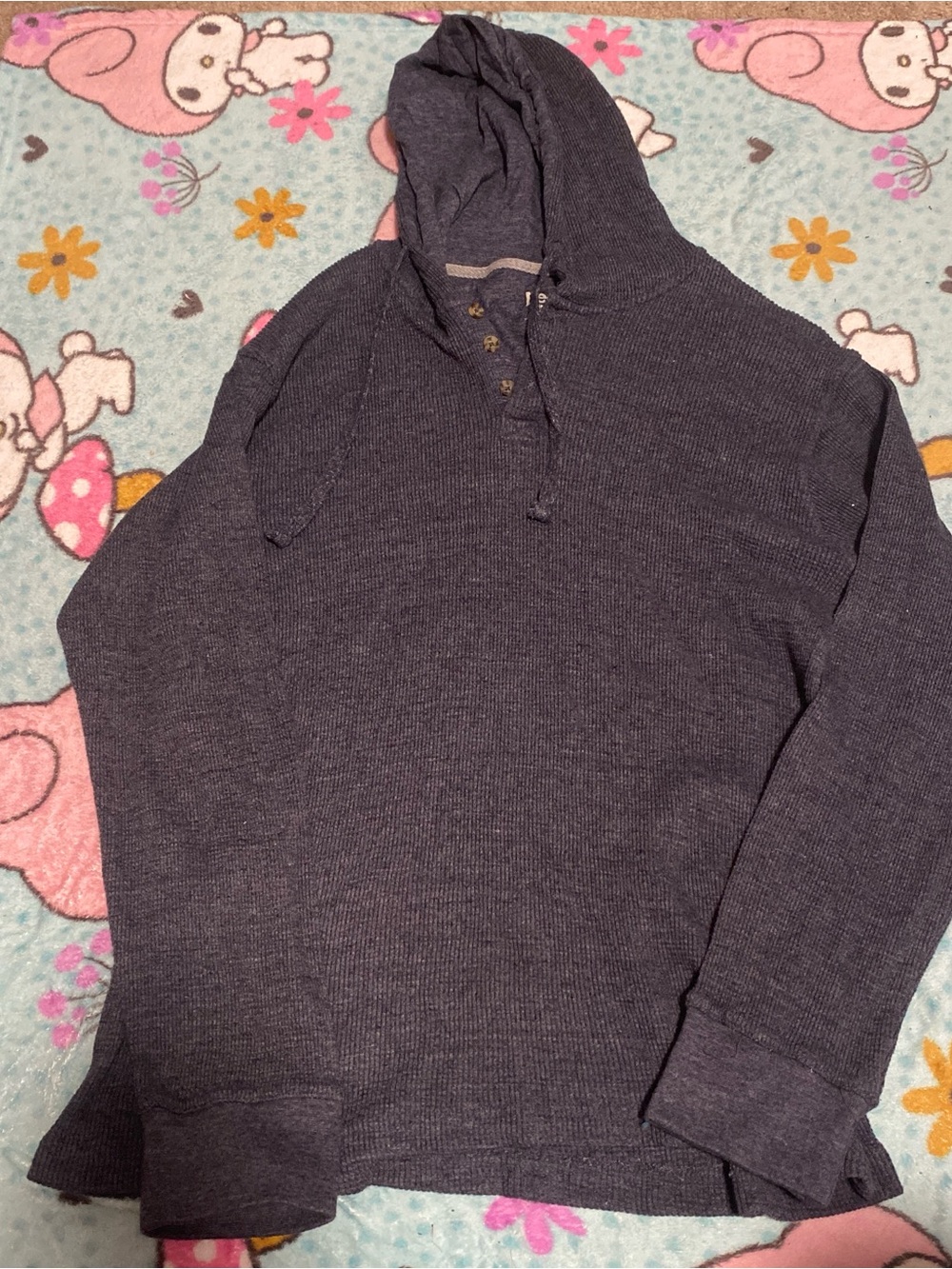 Lee Women's Crewneck Hooded Waffle Knit Sweater - Charcoal Gray